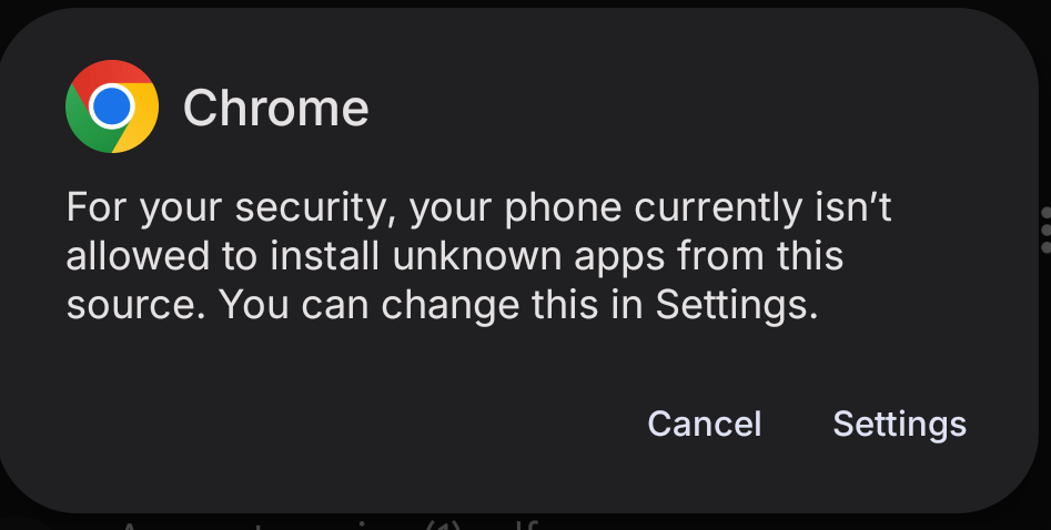 Unknown Apps Warning
